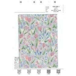 7026-600-7 北欧風　水彩花がら　60ローン [メーターカット]