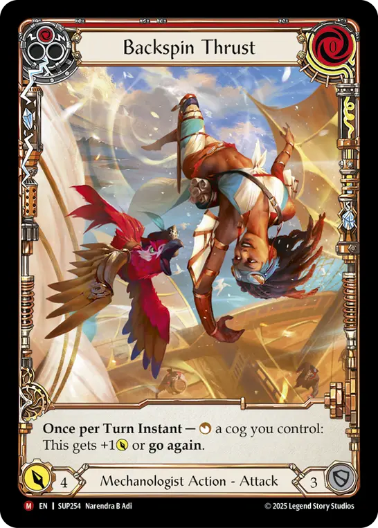【EN】《Cold Foil》[Mechanologist] Backspin Thrust/逆旋回の突撃 (赤)「M」〔SUP254〕