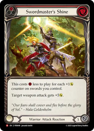 【EN】[Warrior] Swordmaster's Shine/ソードマスターの威光 (赤)「M」〔PEN048〕