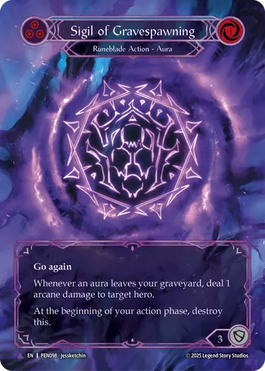 【EN】《Cold Foil》[Runeblade] Sigil of Gravespawning/死者招来の印 (青)「Marvel」〔PEN098〕