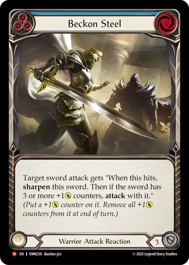 【EN】《Rainbow Foil》[Warrior] Beckon Steel/鋼の招来 (青)「M」〔OMN238〕