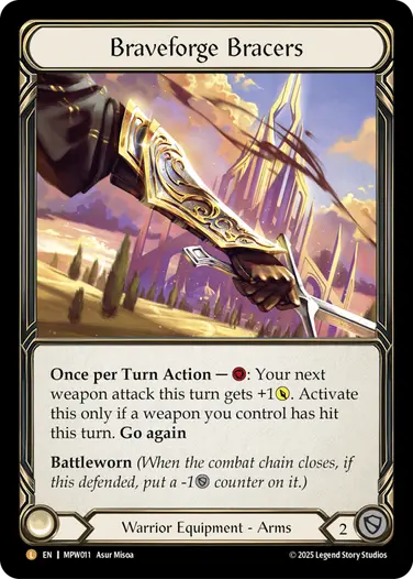 【EN】《Rainbow Foil》[Warrior] Braveforge Bracers/勇錬の腕甲 (装備品)「L」〔MPW011〕