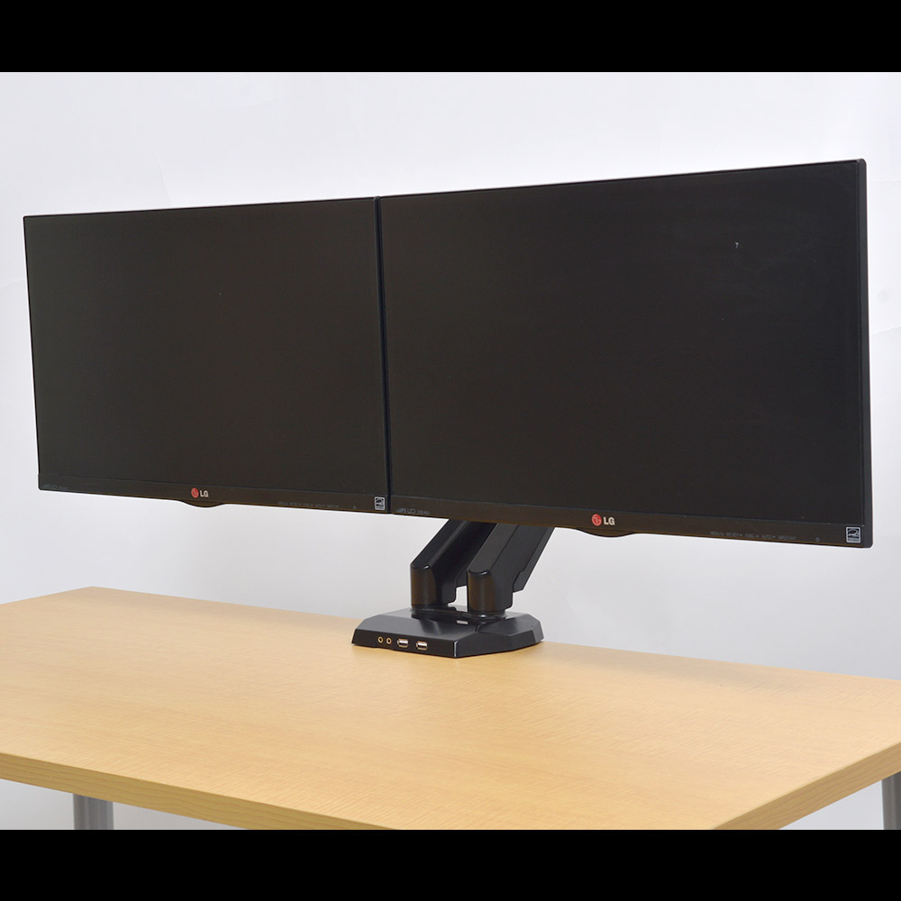 楽天市場 モニタースタンド 13 型 23 型 対応 ダブル 左右 2画面 設置 デスク 収納 カスタム ブラック 黒 パソコン スチール 天板クランプ式 フレキシブル Pc モバックス梅田店