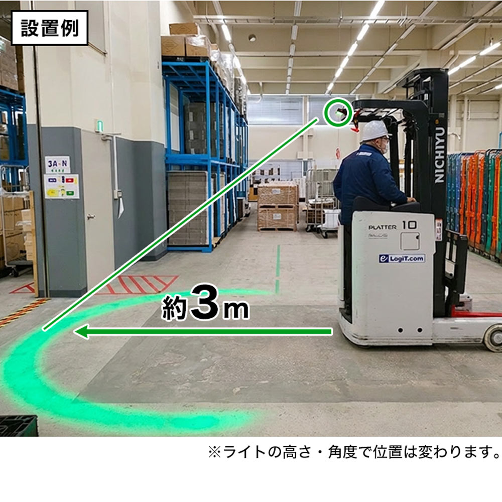 フォークリフトセーフティサークルライト高輝度20WモデルLED緑 | THANKO