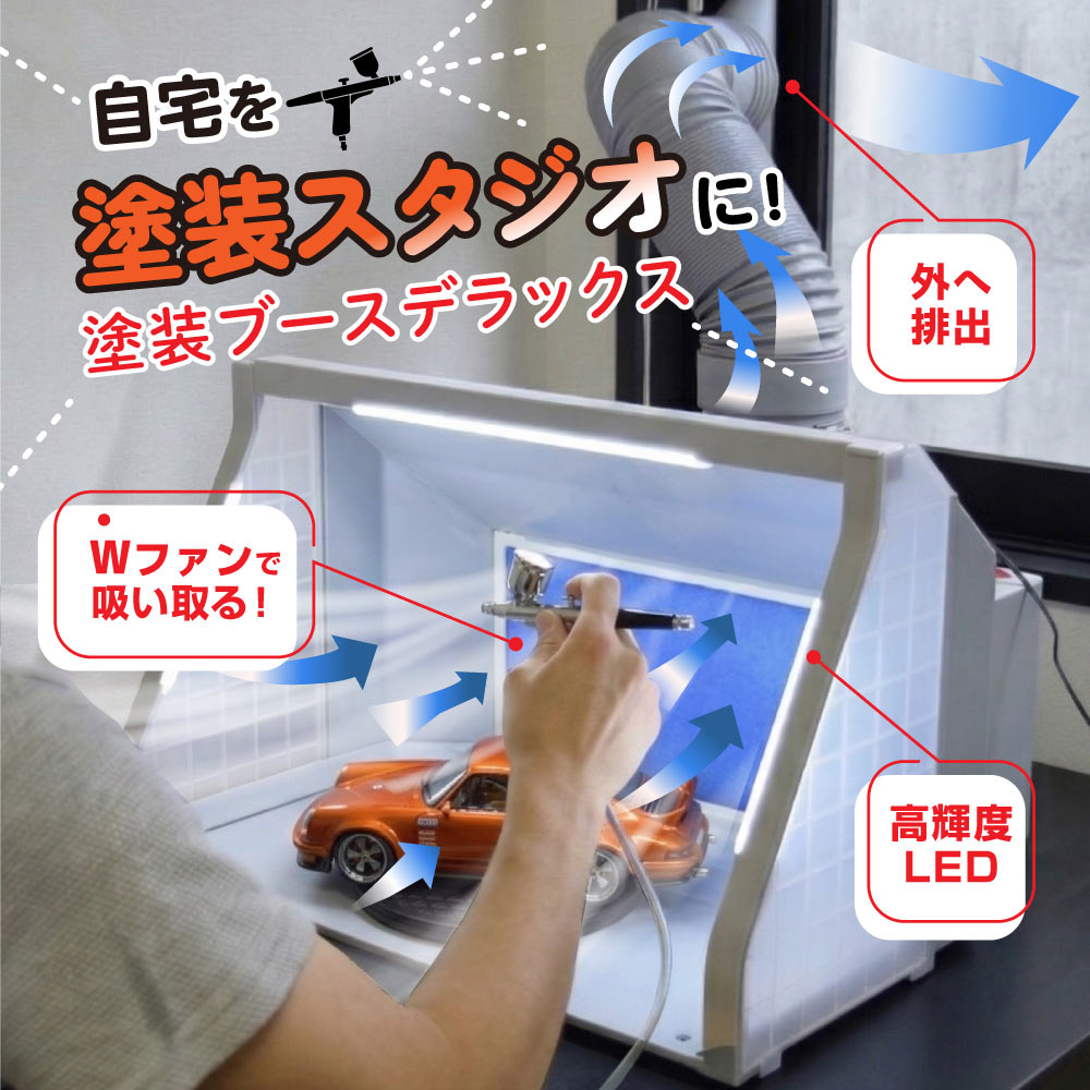LEDライト付パワフルファン塗装ブース デラックス