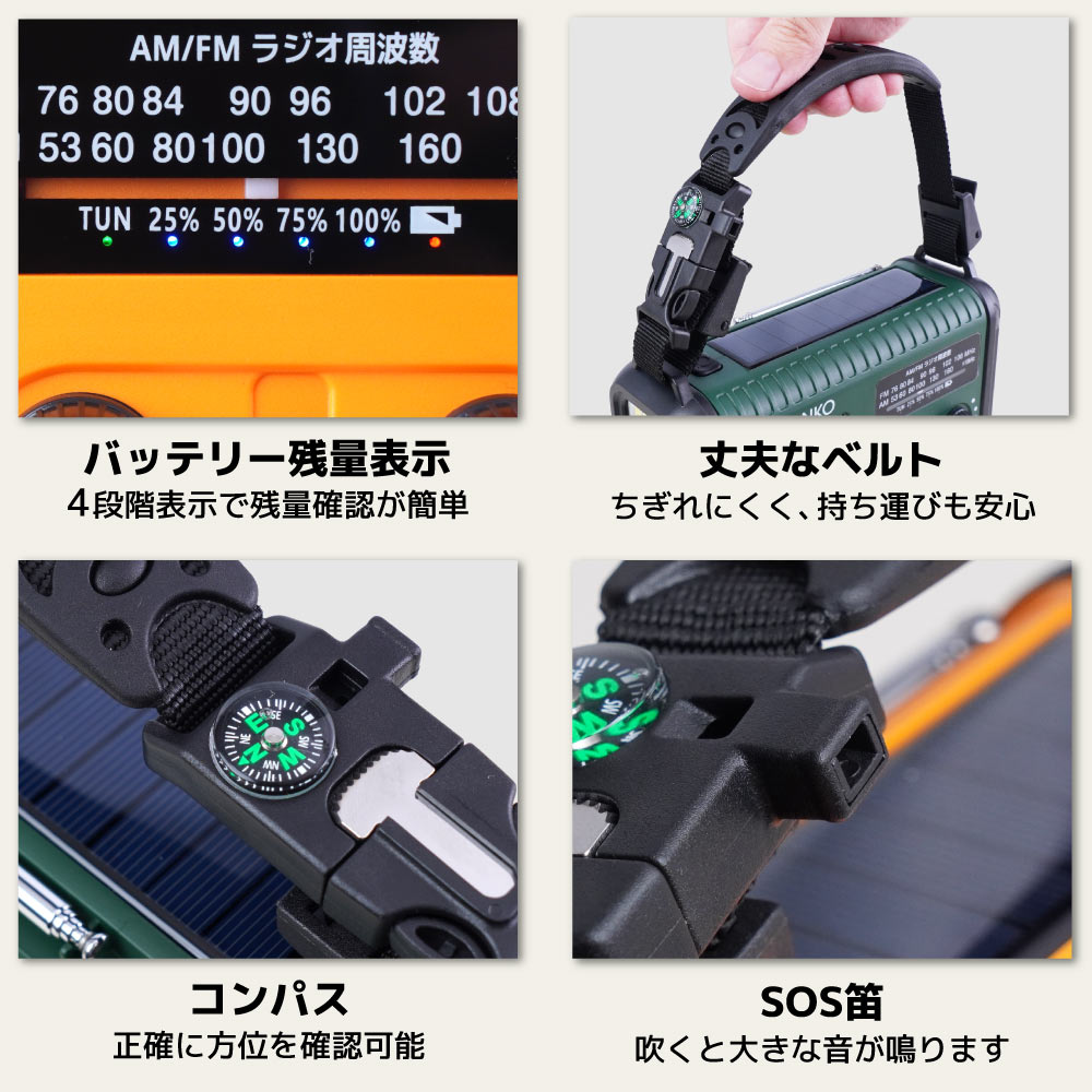 20000mAh、手回し充電対応AM/ワイドFMラジオ | 【公式】サンコー通販サイト