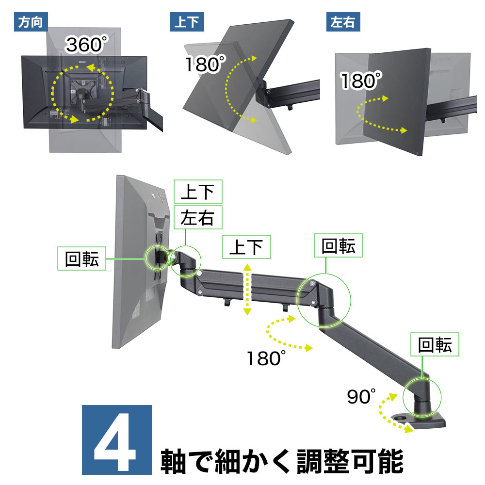 モニターアームプレミアム（ガスショック式）シングルタイプ | 【公式