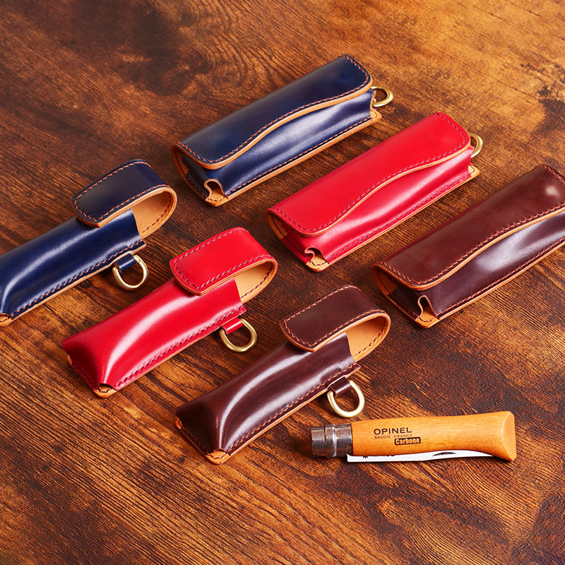 最高級レザー「コードバン」を使用したレザーナイフケース OPINEL 最高級レザー「コードバン」を使用したレザーナイフケース OPINEL