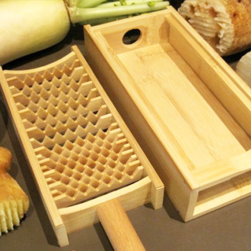 竹製大根おろしダブル歯（鬼おろし）17本歯・受け皿（吊り）のセット