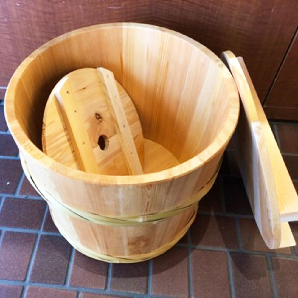 天然さわらの漬物樽（1斗樽）漬物桶 竹タガ｜ありがとねっと｜千葉県