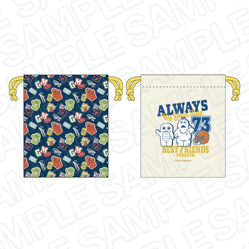 【事後通販】ガチャピン・ムック　巾着　A　college ver.【2026年2月中旬～3月上旬以降順次発送】