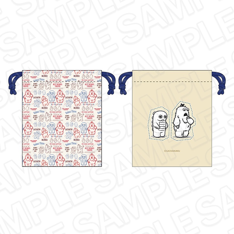 【事後通販】ガチャピン・ムック　巾着　B　college ver.【2026年2月中旬～3月上旬以降順次発送】