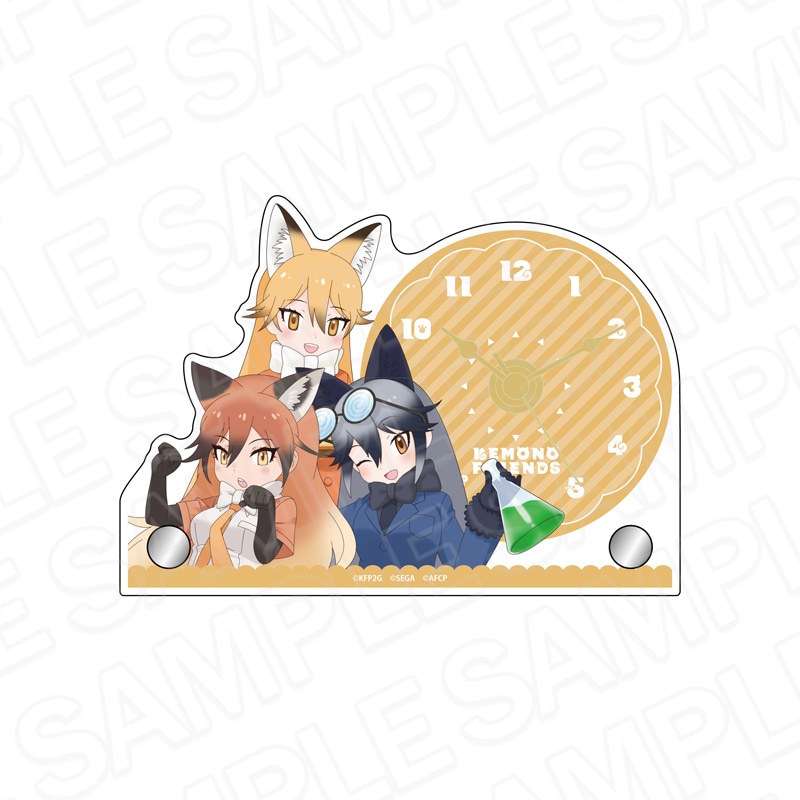 【予約受付4/16まで】けものフレンズ３　ミニアクリルクロック　キタキツネ&ギンギツネ&アカギツネ【2026年6月中旬頃発売】