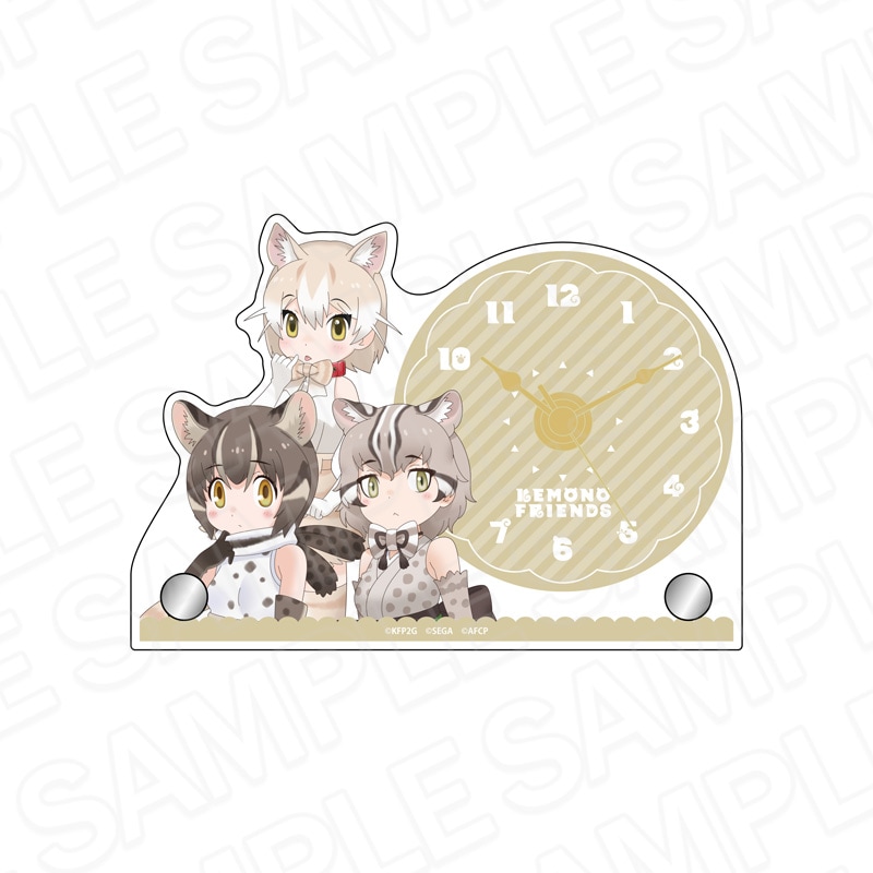 【予約受付4/16まで】けものフレンズ３　ミニアクリルクロック　イエネコ&イリオモテヤマネコ&ツシマヤマネコ【2026年6月中旬頃発売】