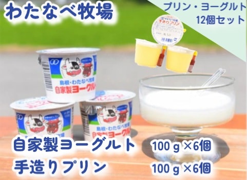 【限定クーポン対象商品】◆【産地取り寄せ商品】【牧場直送】わたなべ牧場 ヨーグルト 100g×6個+プリン 100g×6個 乳製品 （送料別）(n)