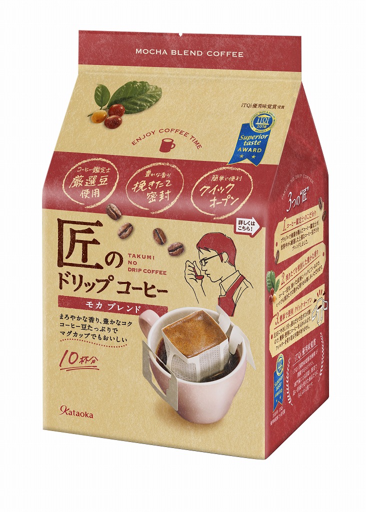 【限定クーポン対象商品】片岡物産 匠のドリップコーヒー モカブレンド 9g×10 まとめ買い(×6)（送料別）(n)