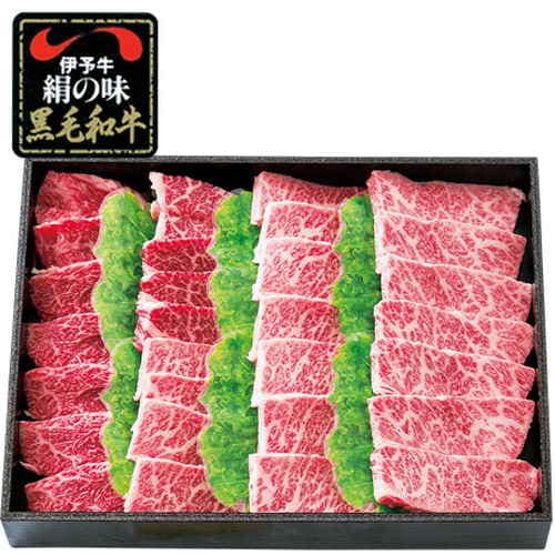 【産地取り寄せ商品】焼肉用 カルビ (三角バラ 400ｇ) 伊予牛 絹の味 黒毛和牛 (株)ビージョイ（送料別）(n)