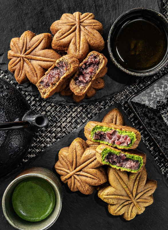 【産地取り寄せ商品】抹茶もみじ饅頭・ほうじ茶もみじ饅頭 各4個入(株式会社 茶の環)（送料別）(n)