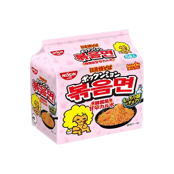 日清食品 焼そばポックンミョン韓国風甘辛カルボ5食 100g×5 まとめ買い(×6)（送料別）(n)