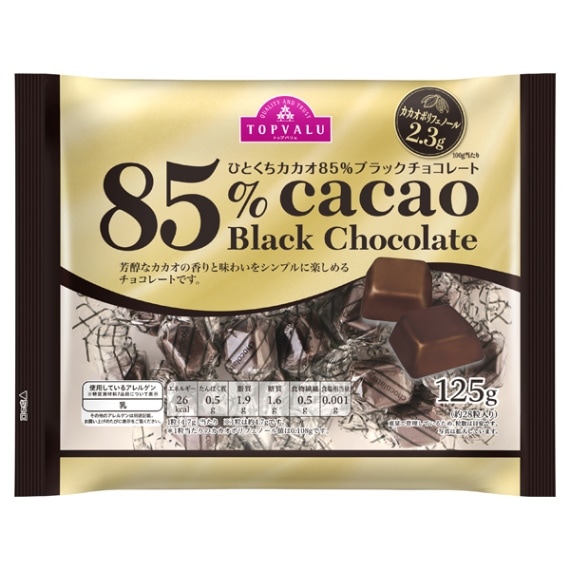 トップバリュ ひとくちカカオ85%ブラックチョコ 125g まとめ買い(×12)|4549741796408(tc)（送料別）(n)