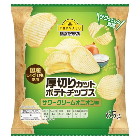 トップバリュ 厚切りカットポテトサワークリーム 65g まとめ買い(×12)|4549741777773(tc)(送料別)(n)