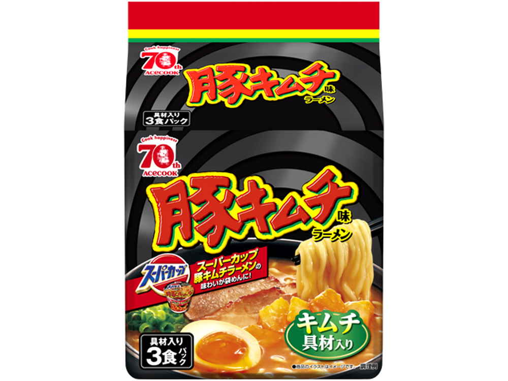 エースコック 豚キムチ味 3食入り まとめ買い(×9)|4901071403652(tc)(011020)