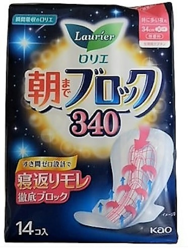 【単品】花王　ロリエ　朝までブロック　３４０  １４コ(送料別)(n)