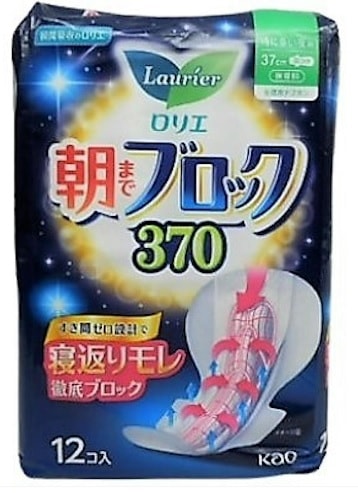 【単品】花王　ロリエ　朝までブロック　３７０  １２コ(送料別)(n)
