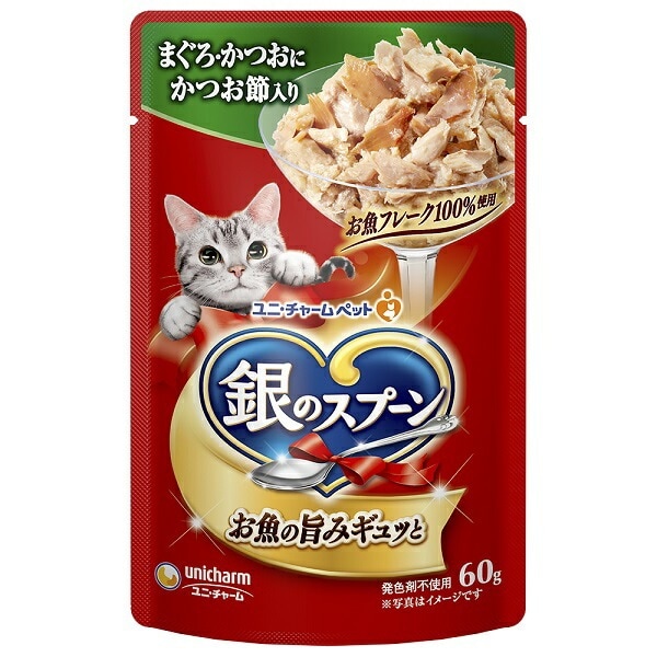 【単品】ユニチャーム　銀のスプーンパウチまぐろかつお節  ６０ｇ(送料別)(n)