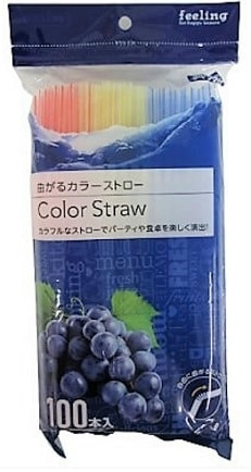 【単品】大和物産 FL曲がるカラーストロー チャック付 100本(送料別)(n)