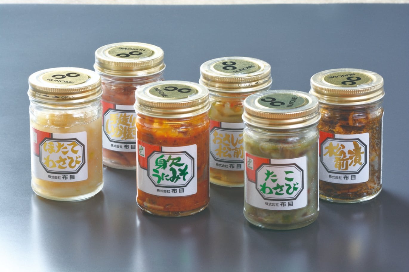 珍味６本セット（手造りいか塩辛・おさしみ松前・ほたてわさび・松前漬け・身欠きうにみそ）|25789：生鮮品・魚介類（送料別）