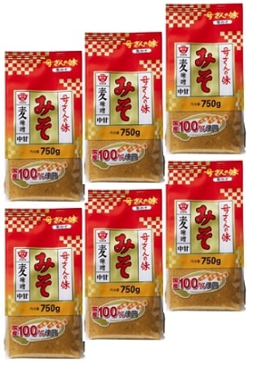 【産地取り寄せ商品】ますやみそ　母さんの味　麦みそ７５０ｇ　６個セット(送料別)(n)