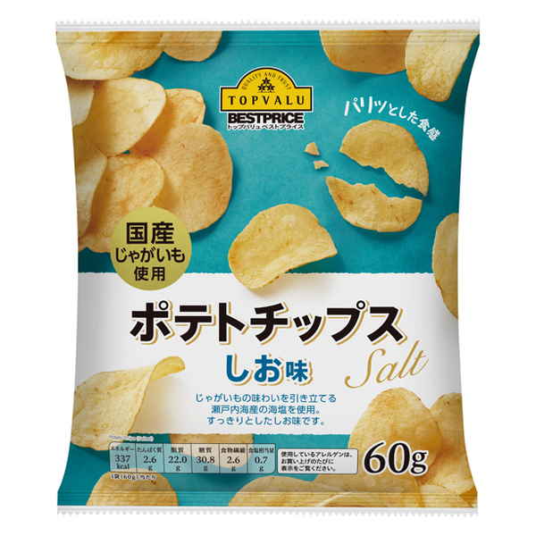 【限定クーポン対象商品】◆TVBP ポテトチップスしお味 60g まとめ買い(×12)|4549414002959(tc)(426980)