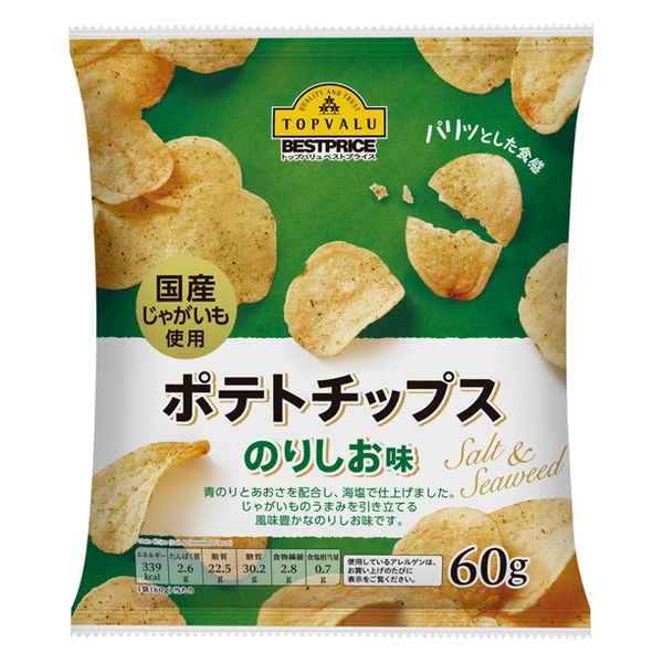 【限定クーポン対象商品】◆TVBP ポテトチップスのりしお味 60g まとめ買い(×12)|4549414002966(tc)(426980)
