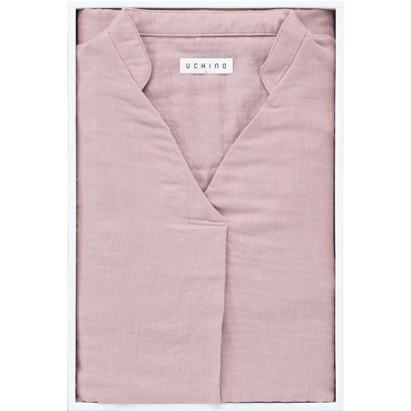 UCHINO マシュマロガーゼ 七分袖タックワンピース Mサイズ ピンク RC15820P/M(送料別)