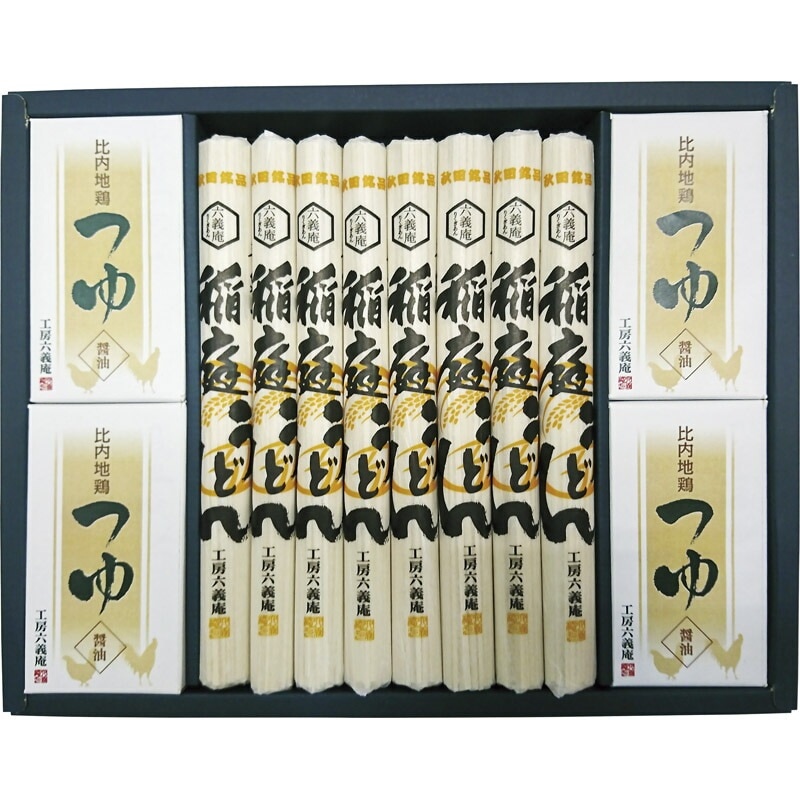 工房六義庵 比内地鶏つゆで頂く稲庭うどん KU-50TH(送料別)