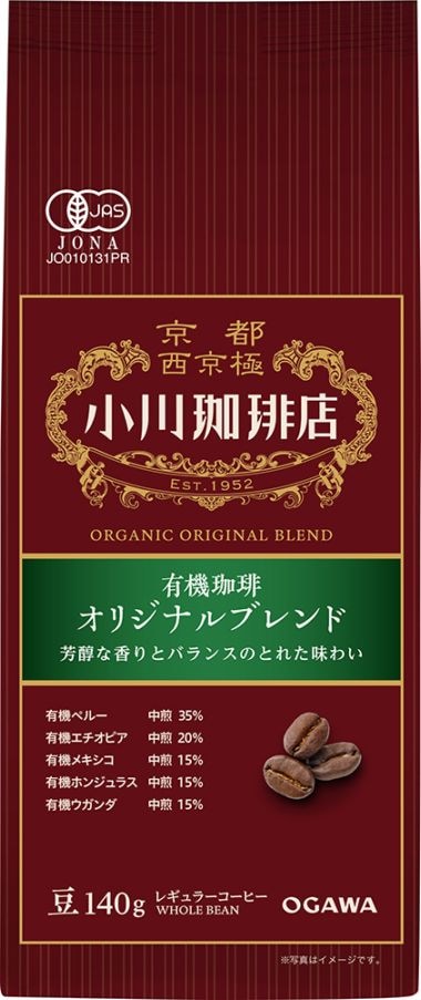 小川珈琲 有機珈琲オリジナルブレンド 豆 140g まとめ買い(×5)(送料別)