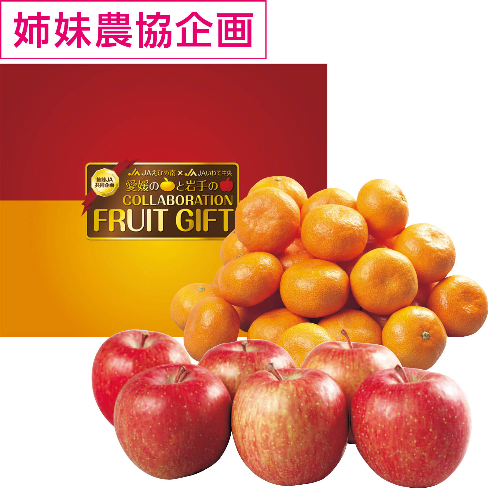 【店頭決済】愛媛県産(JAえひめ南)・岩手県産(JAいわて中央) 温州みかん(美柑王)とサンふじりんご(じゅくりん)のセット