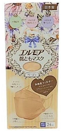 カミ商事 エルモア肌ともマスクflowerベージュ 24枚|4971633910263(tc)(000512)