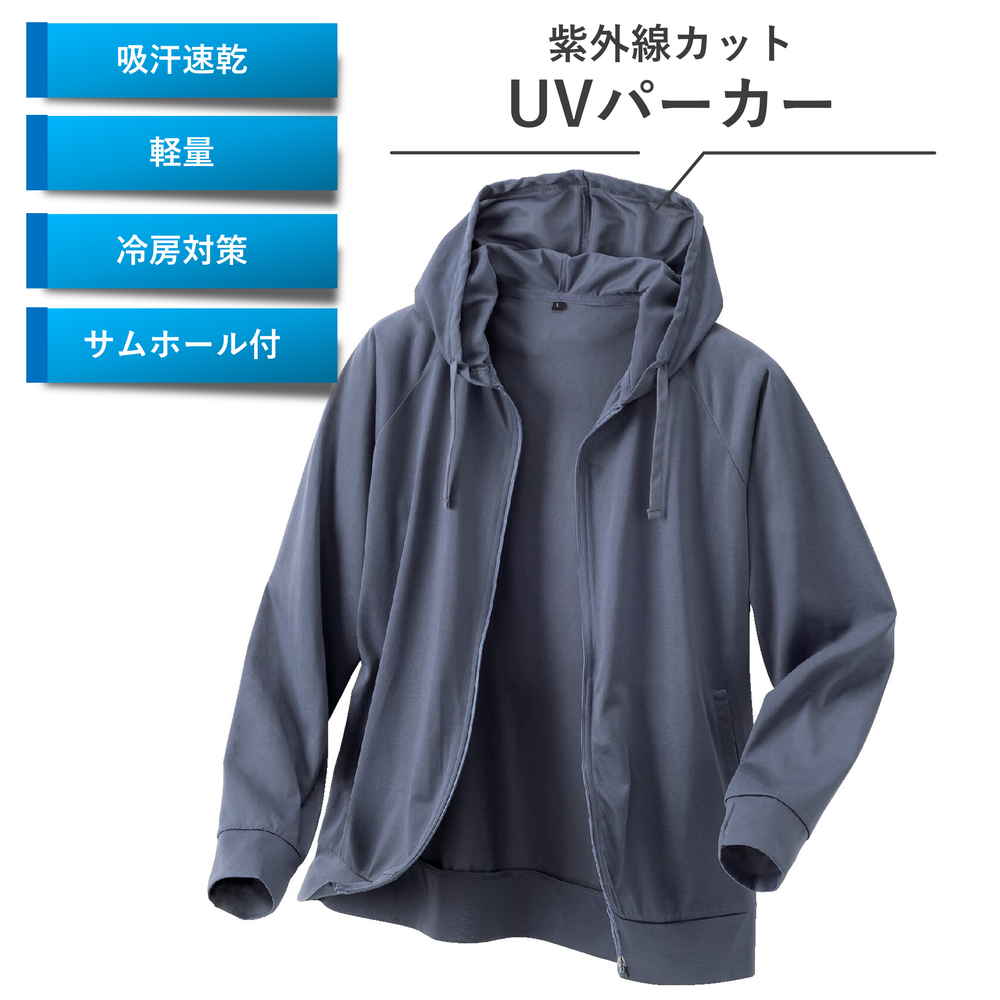 ◆【送料込み】メンズ 綿タッチドライ天竺UVパーカーJK M・L・LL