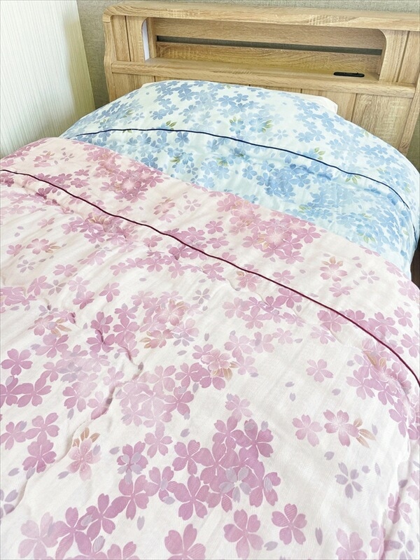 愛知三河木綿 ダブルガーゼ 羽毛タッチ中わた 肌布団 2枚セット WK3024