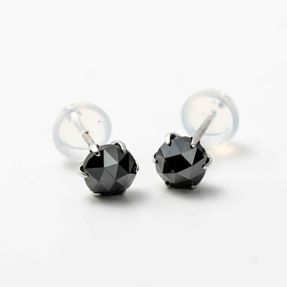 当日支払】プラチナブラックダイヤ計1.0ctピアス(鑑別カード付