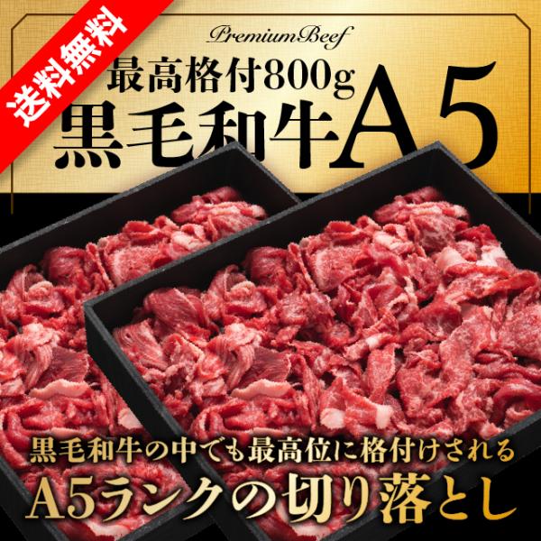A5 黒毛和牛 切り落とし 800g 400g×2P 冷凍 