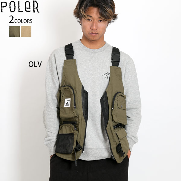 Poler ポーラー ベスト メンズ おしゃれ ブランド アウトドア メッシュ Camp Vibes Pocket Vest Street ストリート レディースファッション アウター ダウン ジャケット The Usa Surf Online Store