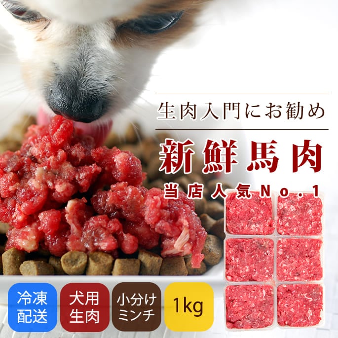 犬用 新鮮生馬肉1kg 小分けトレー 初回送料無料スターターパック