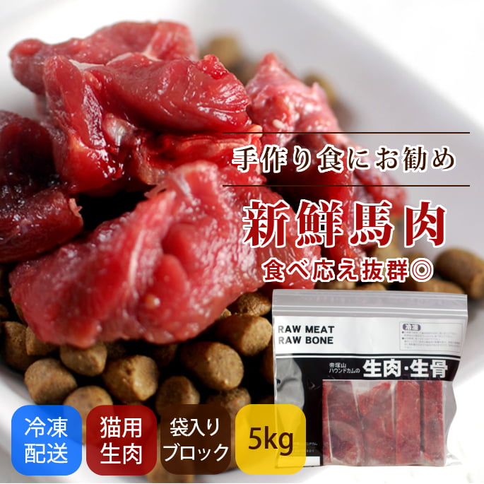 犬用生肉｜冷凍 馬肉 5kg ブロック【まとめ買い】｜帝塚山ハウンドカム