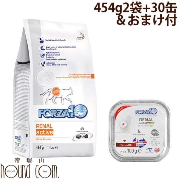 【送料無料＆おまけ付】1ヶ月セット FORZA10療法食｜リナールアクティブ(腎臓ケア)  454g2袋+ウェット30缶  フォルツァディエチ キャットフード|ドライフード|キャットフード