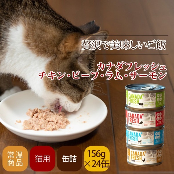 【お取り寄せ】キャットフード　カナダフレッシュ　150g 24缶セット チキン・ビーフ・ラム・サーモン 缶詰【総合栄養食】全年齢