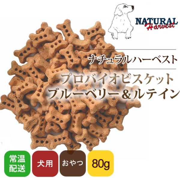 ナチュラルハーベスト | 犬 おやつ | プロバイオビスケット | ブルーベリー＆ルテイン|クッキー・せんべい類|犬用無添加おやつ