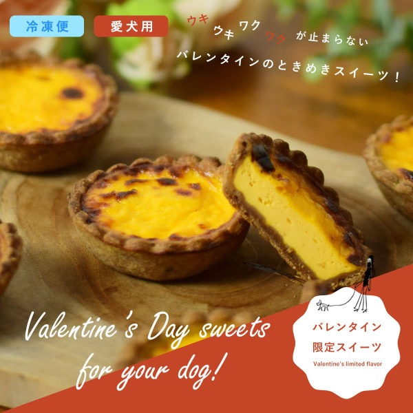 【1月中旬より順次発送】愛犬用スイーツ バレンタイン限定 ヤギミルクのエッグタルト 【ハウンドカム食堂】【冷凍便】|ハウンドカム食堂の手作りごはん・スイーツ・おやつ